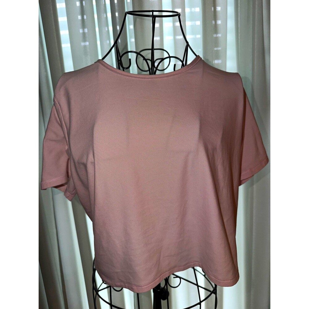 All in Motion Women's Pink 2XL Juniors Crew Neck Stretch Knit T-Shirt